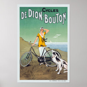 Affiches Femme française W/Bicycle et chien par le cru de