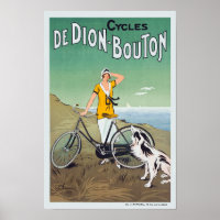 Femme Française W/Bicyclette & Chien by The Beach