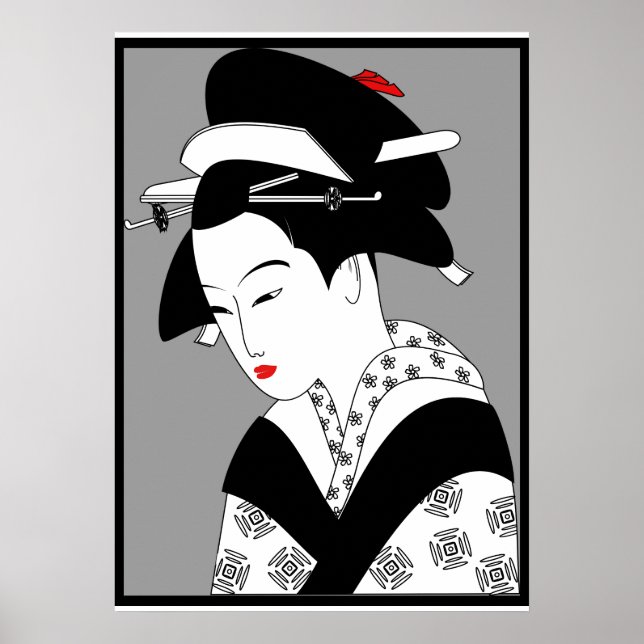 Affiches Femme japonaise Geisha Vintage (Devant)