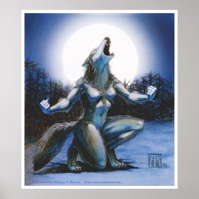 Affiches Femme loup-garou et Pleine lune (Devant)