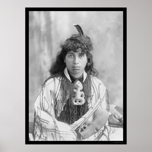 Affiches Femme maorie de Rotorua Nouvelle-Zélande 1895 (Devant)