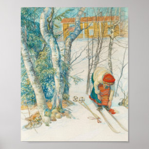 Affiches Femme mettant sur des skis - Skidloperskan