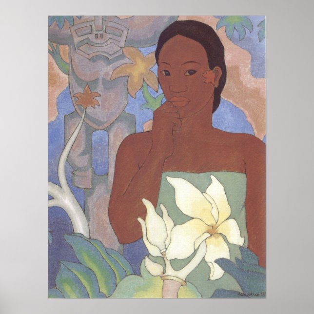 Affiches 'Femme polynésienne et Tiki' - Arman Manookian (Devant)