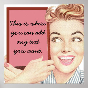 Affiches Femme rétro tenant un signe