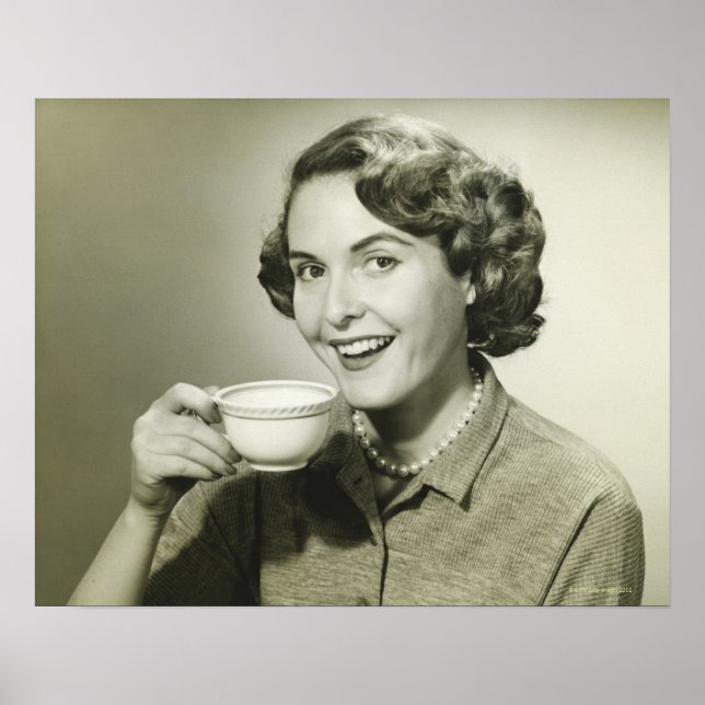 Affiches Femme tenant des tasses (Devant)