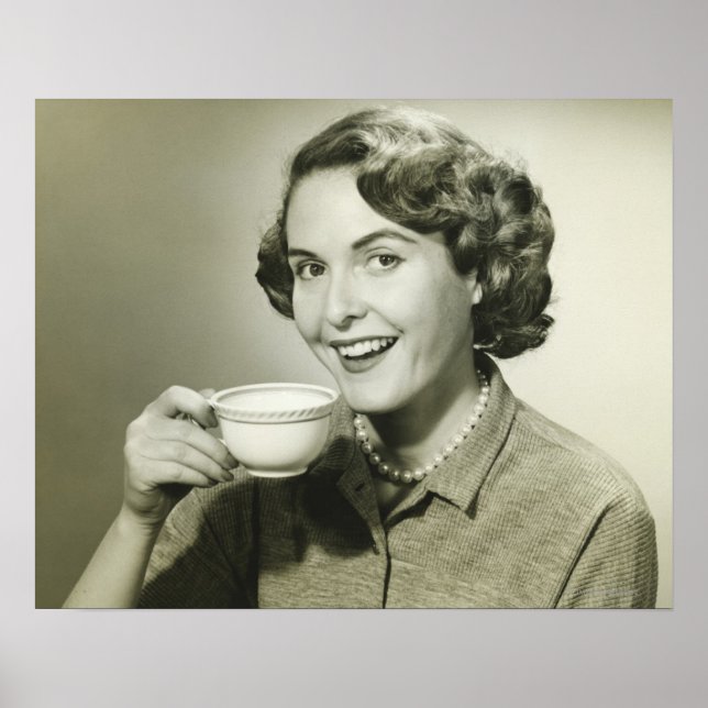 Affiches Femme tenant des tasses (Devant)