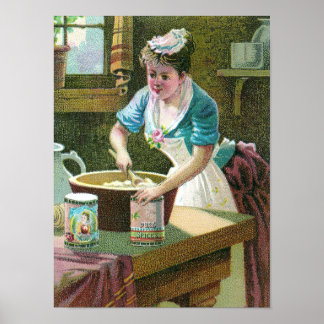 Affiches Femme victorienne mélangeant la toux dans le bol
