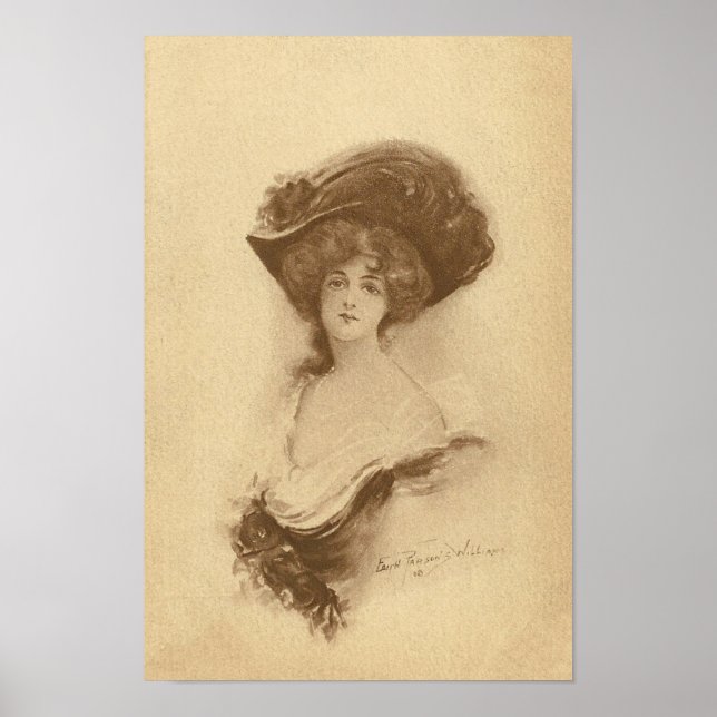 Affiches Femme vintage avec Casquette (Devant)