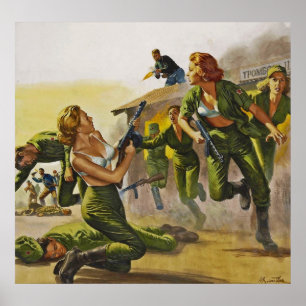 Affiches Femmes de combat de combat dans leurs