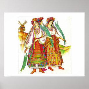 Affiches Femmes en robe traditionnelle de Kyivchyna, Ukrain