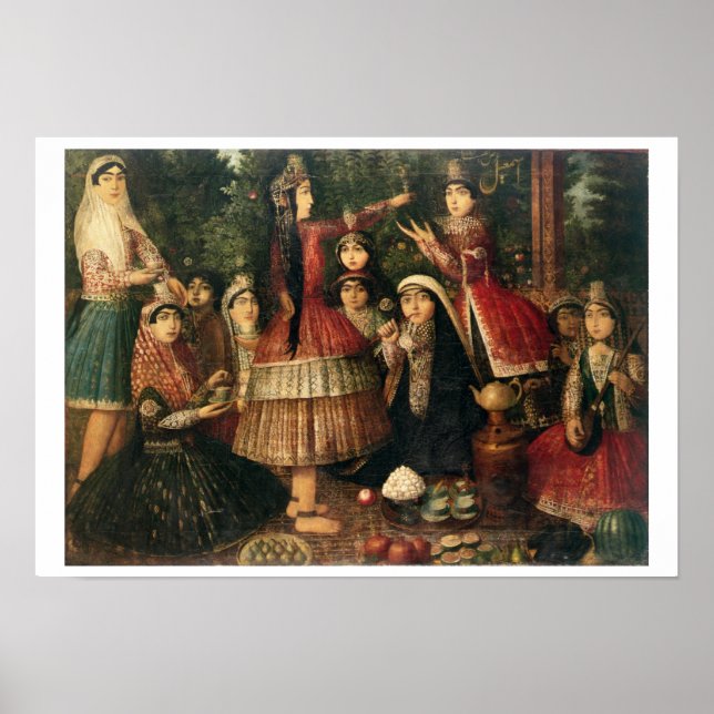 Affiches Femmes et enfants dans un jardin, 19e siècle (huil (Devant)