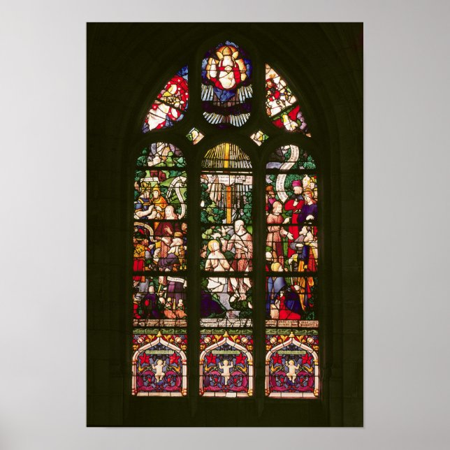 Affiches Fenêtre représentant le baptême du Christ, 1490 (Devant)