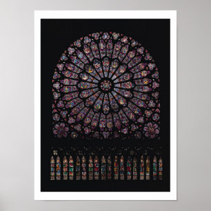 Affiches Fenêtre rose de transept du nord dépeignant la