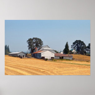 Affiches Ferme de l'Oregon et champ de blé récolté