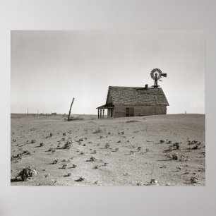 Affiches Ferme du Dust Bowl, 1938. Photo ancienne