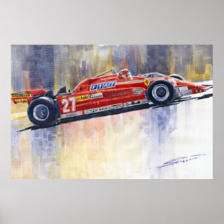 Affiches Ferrari 126 CK Gilles Villeneueve espagnol GP 1981