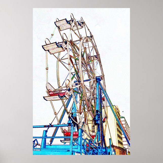 Affiches Ferris Wheel-Chalk Outline par Shirley Taylor (Devant)
