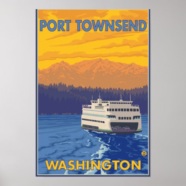 Affiches Ferry and Mountains - Port Townsend, Washington (Devant)