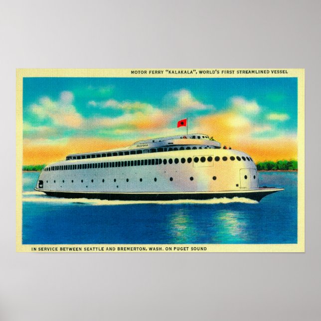 Affiches Ferry Kalakala, premier traversier du monde ration (Devant)