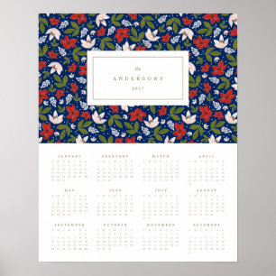 Affiches Festive Florals in Navy 16x20 Calendrier annuel 20