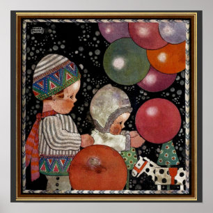 Affiches Fête d'anniversaire, ballons et jouets pour enfant