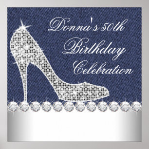 Affiches Fête d'anniversaire Denim et Diamants