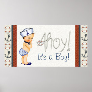 Affiches Fête de naissance nautique pour garçons