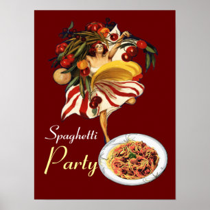 AFFICHES FÊTE DE SPAGHETTIS DANSE, CUISINE ITALIENNE ET TOM