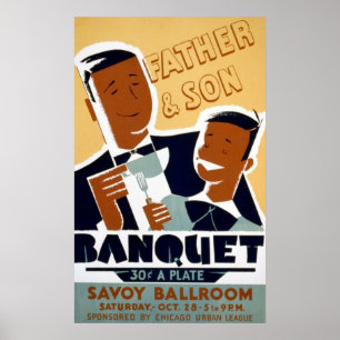Affiches Fête des pères d'Afro-américain et banquet de f