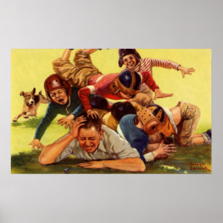 Affiches Fête des pères vintage, les enfants de football et