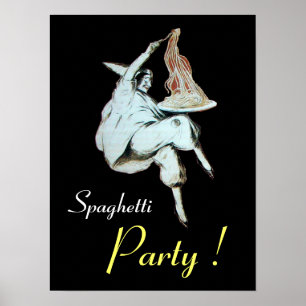 Affiches FÊTE DES SPAGHETTIS, CUISINE ITALIENNE, noir