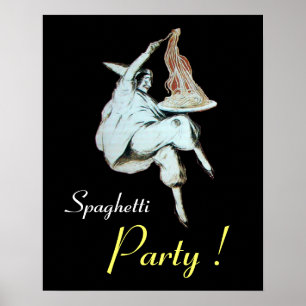 Affiches FÊTE DES SPAGHETTIS, CUISINE ITALIENNE, noir