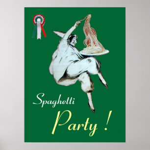 Affiches FÊTE DES SPAGHETTIS, CUISINE ITALIENNE, rouge vert