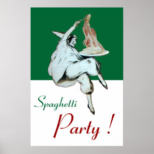 Affiches FÊTE DES SPAGHETTIS, CUISINE ITALIENNE, rouge vert