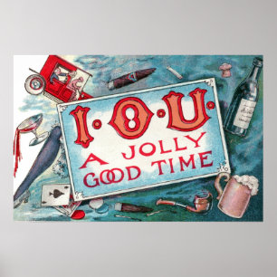 Affiches Fête des Vices Vintage, Jeux d'Argent Boisson Fume