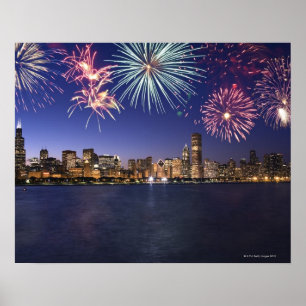 Affiches Feu d'artifice sur l'horizon de Chicago 2