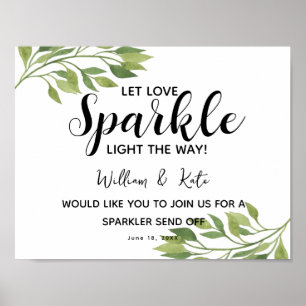 Affiches feuillage vert mousseux envoyer mariage