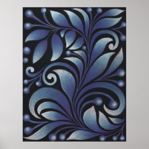 Affiches feuille bleu