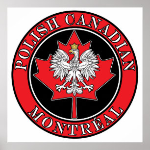 Affiches Feuille canadienne polonaise ronde de Montréal