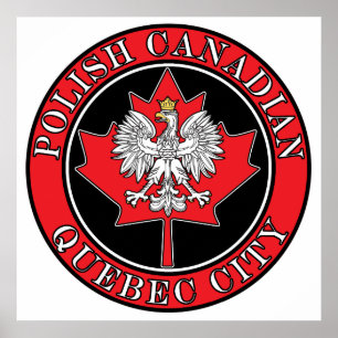 Affiches Feuille canadienne polonaise ronde de Québec