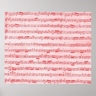 Affiches Feuille musicale rouge vintage