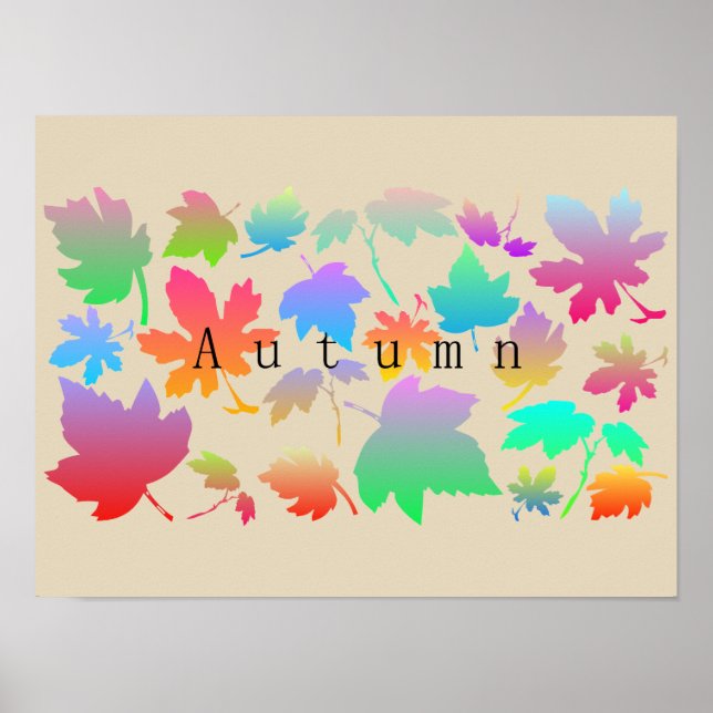 Affiches Feuilles d'automne colorées (Devant)