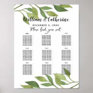 Affiches Feuilles de feuillage Plan de table fête/mariage