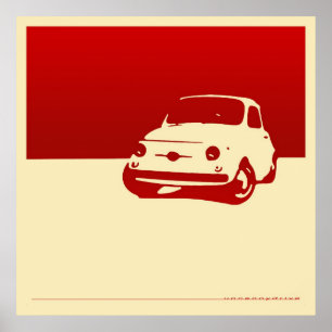 Affiches Fiat 500, 1959 - rouge sur l'affiche crème