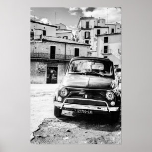 Affiches Fiat 500, cinquecento in Italy, classic car gift