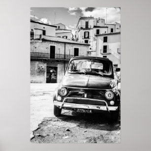 Affiches Fiat 500, cinquecento in Italy, classic car gift