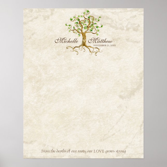 Affiches Fiche de signature du Mariage antique Tan Roots de (Devant)