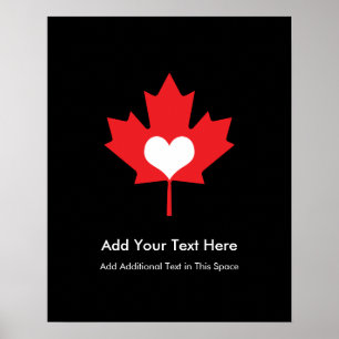 Affiches Fierté canadienne - I Love Canada Maple Leaf
