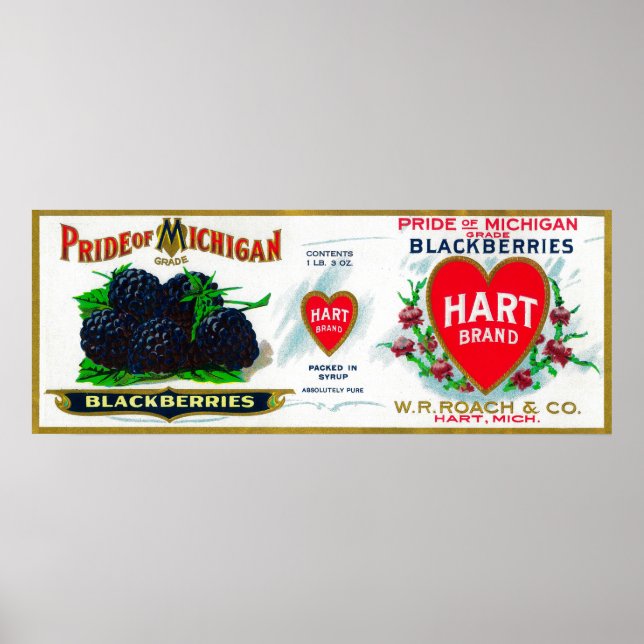 Affiches Fierté du Michigan Blackberry LabelHart, MI (Devant)