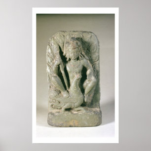 Affiches Figure de Skanda avec son paon, collines du